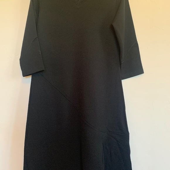 Black Ibex 100% Moreno wool knee length dress with 3/4 sleeves. NWOT Size M. - Picture 1 of 7